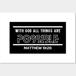 With God All Things Are Possible | Christian Typography Posters and Art